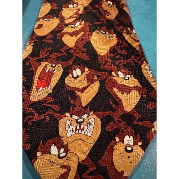 Lot of 2 Vintage Looney Tunes Taz Silk Neckties – Tasmanian Devil Cartoon‎ Print - Picture 9 of 13